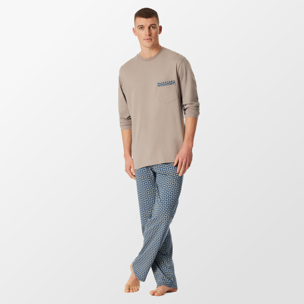 Pyjama bruingrijs van Schiesser