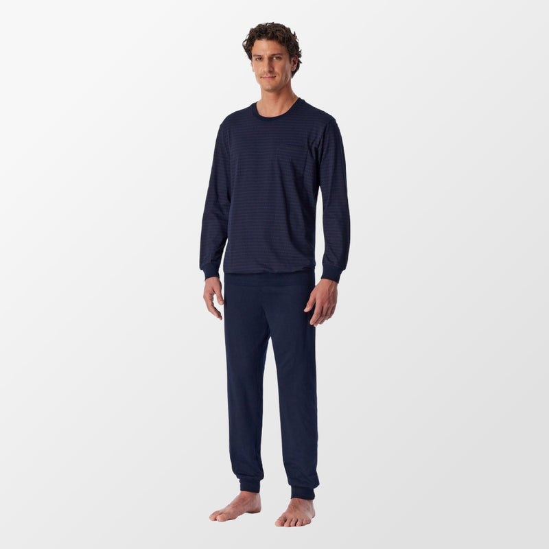 Pyjama Donkerblauw/Aubergine van Schiesser