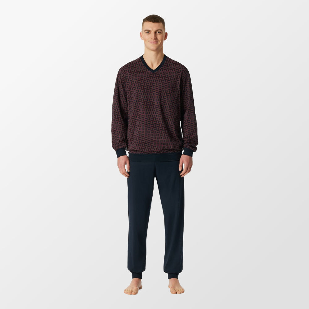 Herenpyjama in roodbruin van Schiesser