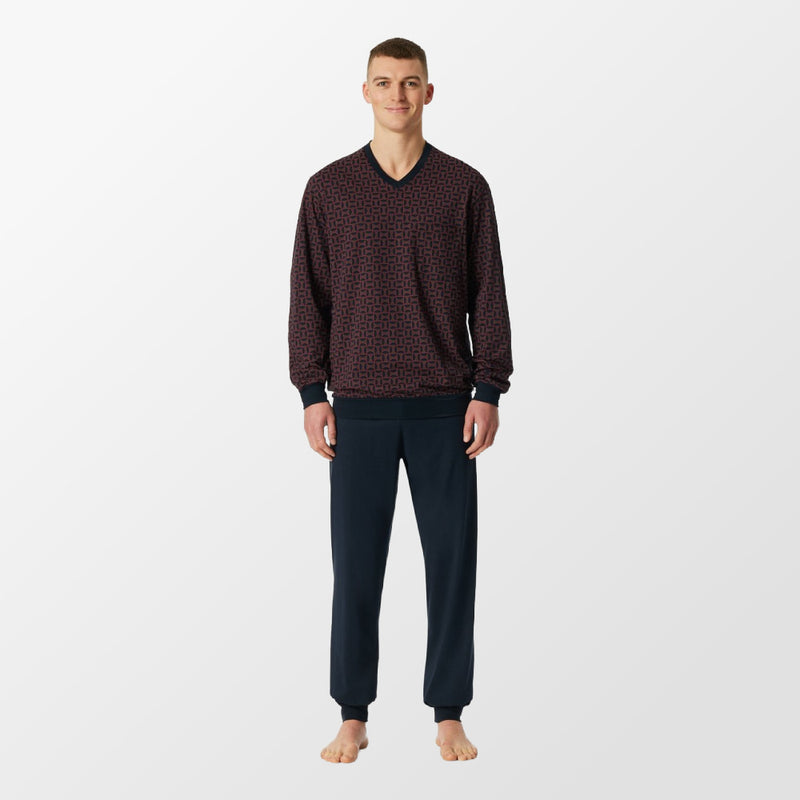 Herenpyjama in roodbruin van Schiesser