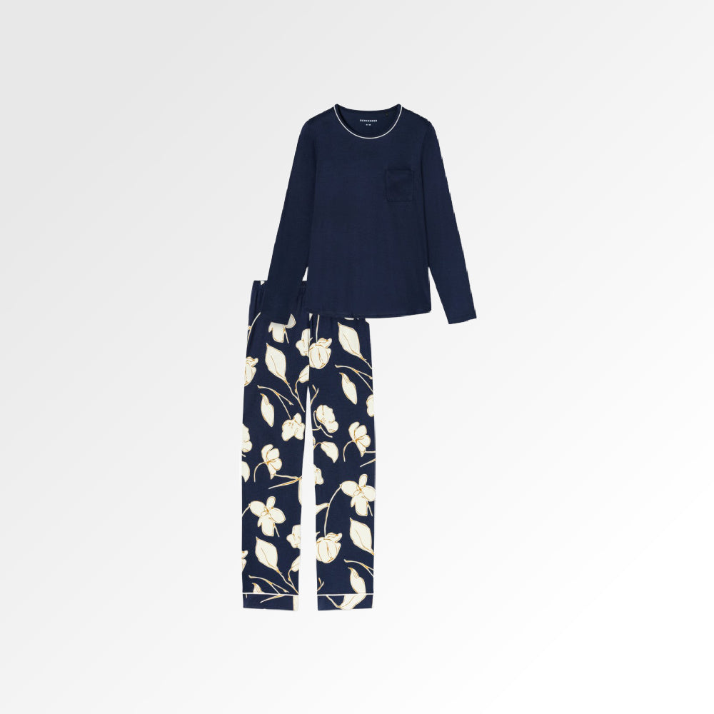 Pyjama van Schiesser in een diepblauwe kleur