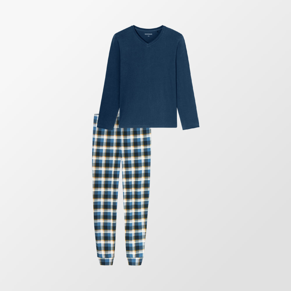Pyjama van Schiesser met geruite broek