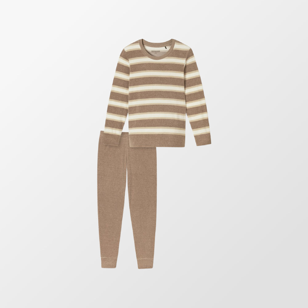 Pyjama taupe met strepen van Schiesser
