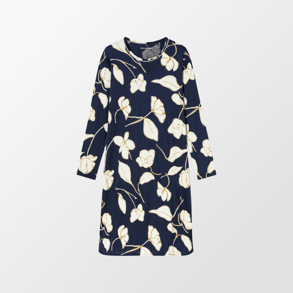 Chemise de nuit bleu foncé à motif floral de la marque Schiesser