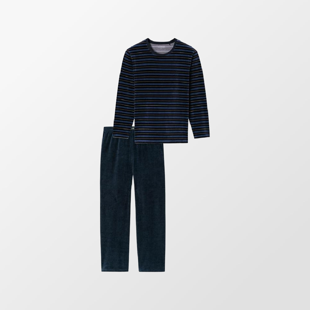 Pyjama nachtblauw met strepen van Schiesser