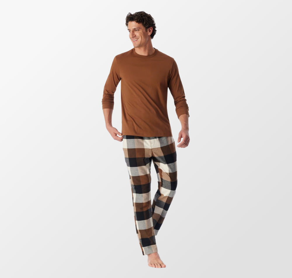 Pyjama met geruite flanellen broek van Schiesser