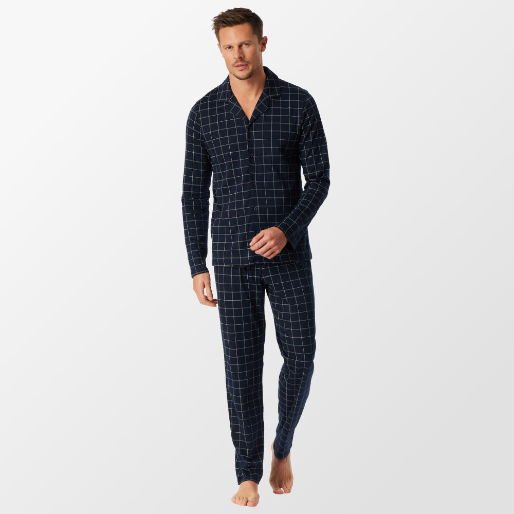 Geruite donkerblauwe pyjama van Schiesser