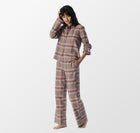 Pyjama geruit flanel van Schiesser in roodbruine tinten