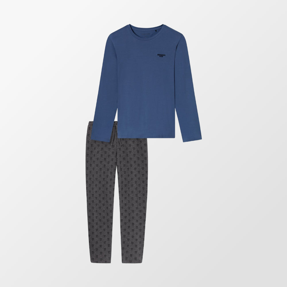 Comfortabele pyjama blauw/donkergrijs van Schiesser