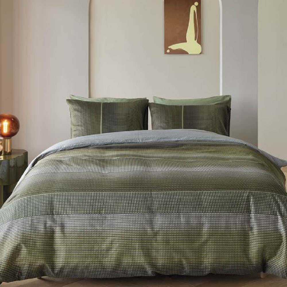 Dekbedovertrek Charlottesville Green van Kardol met banenpatroon