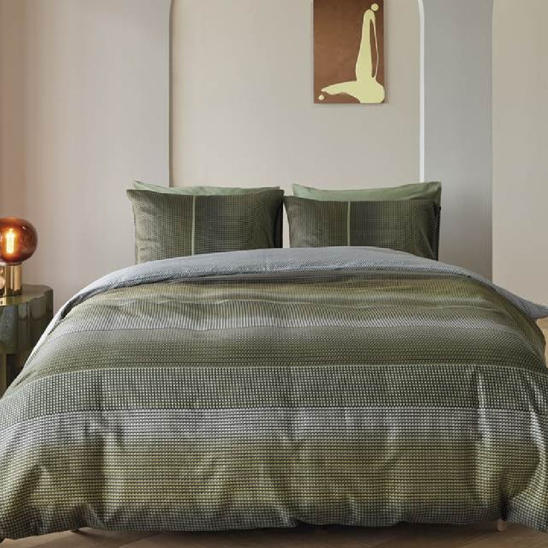 Dekbedovertrek Charlottesville Green van Kardol met banenpatroon