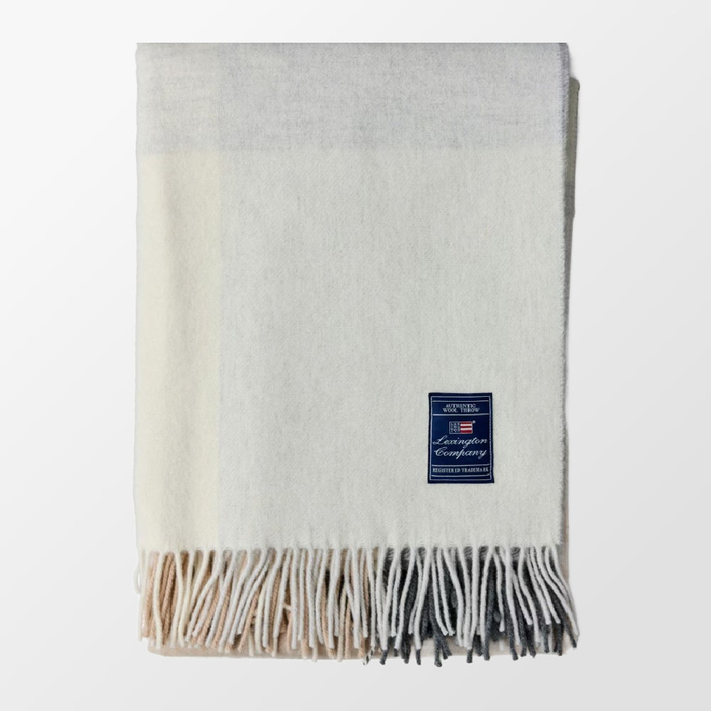 Plaid Icons White/Beige met franjes en logo