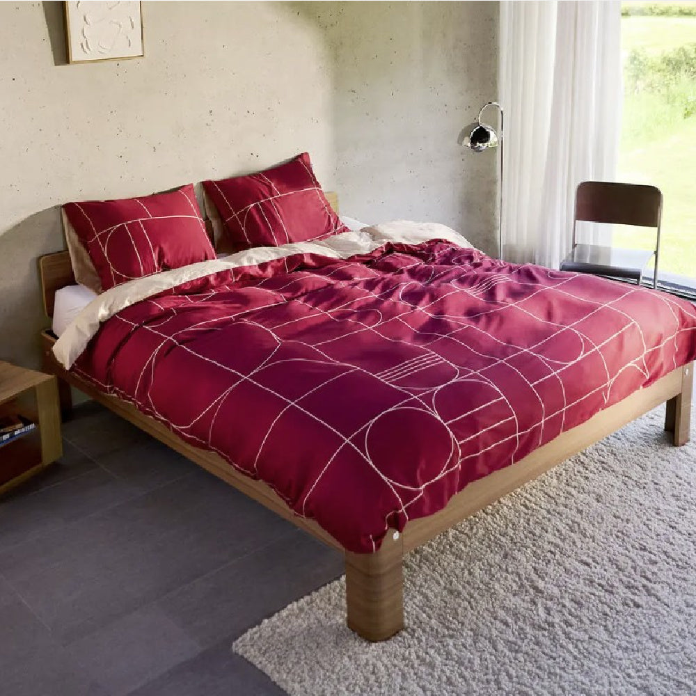Dekbedovertrek Graphic Bordeaux met geometrische vormen
