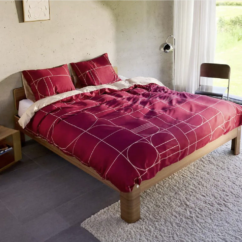 Dekbedovertrek Graphic Bordeaux met geometrische vormen