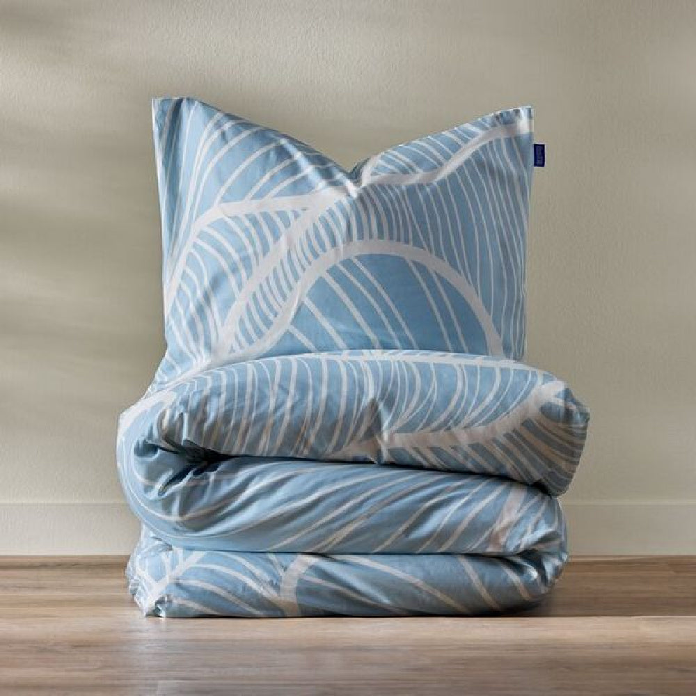 Auping dekbedovertrek Leafbeat in kalm blauw en offwhite