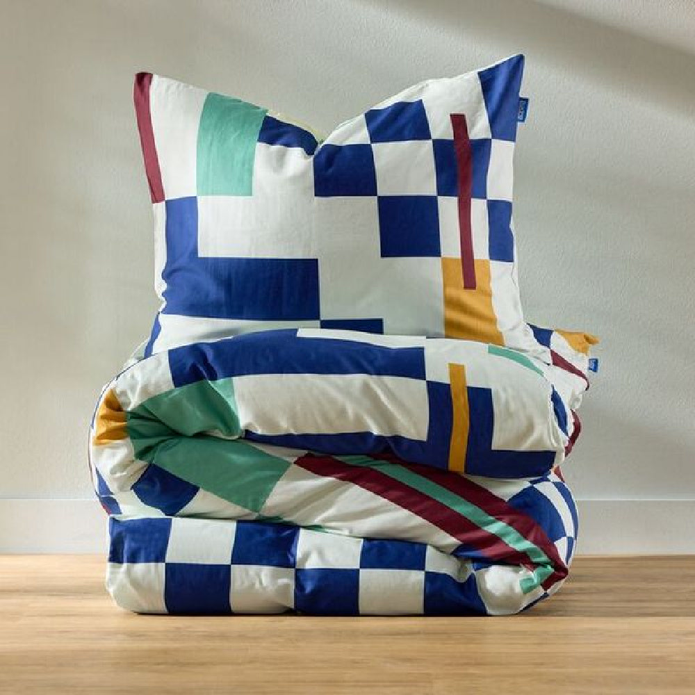 Housse de couette Pixel Poetry dAuping avec un revers uni en vert clair