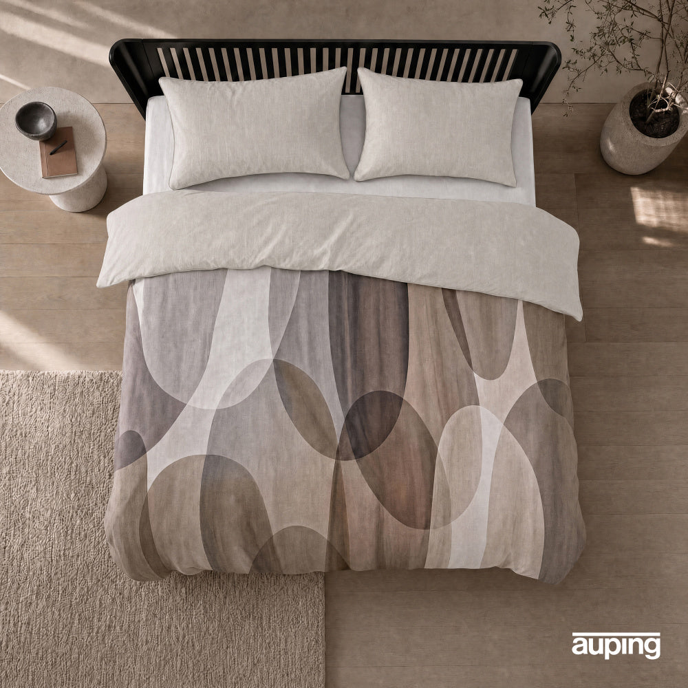 Auping dekbedovertrek Yama Beige met organische bogen