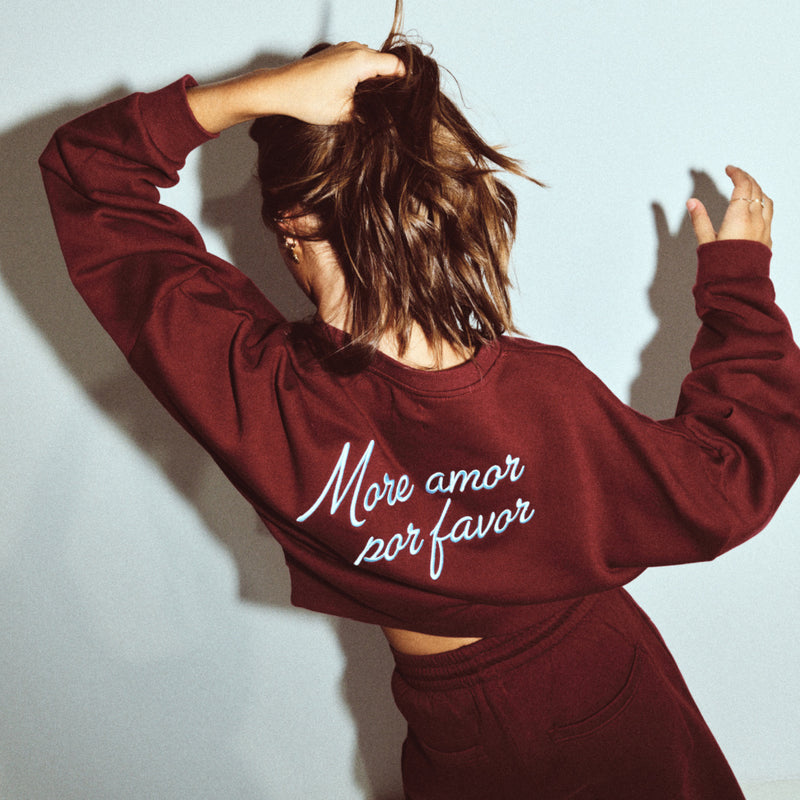Loungepak Bordeaux van Woody met oversized sweater
