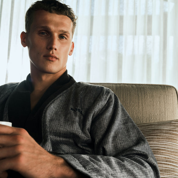 Hugo Boss, Peignoir de bain Taman Anthracite – Bosmans Slaapcomfort