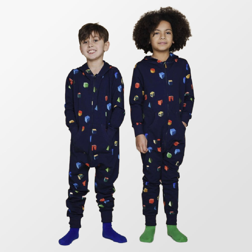 Onesie met blokkenprint van Snurk