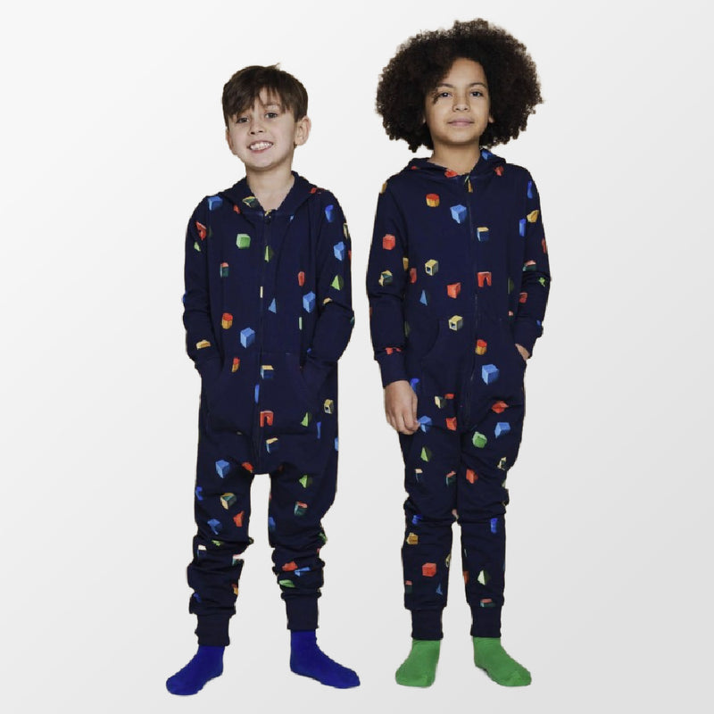 Onesie met blokkenprint van Snurk