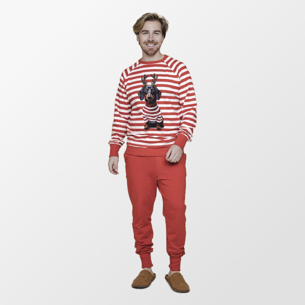 Pyjama Pierre Xmas van Snurk met rood-wit gestreepte sweater