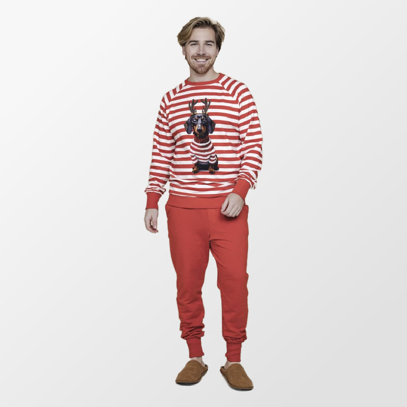 Pyjama Pierre Xmas van Snurk met rood-wit gestreepte sweater
