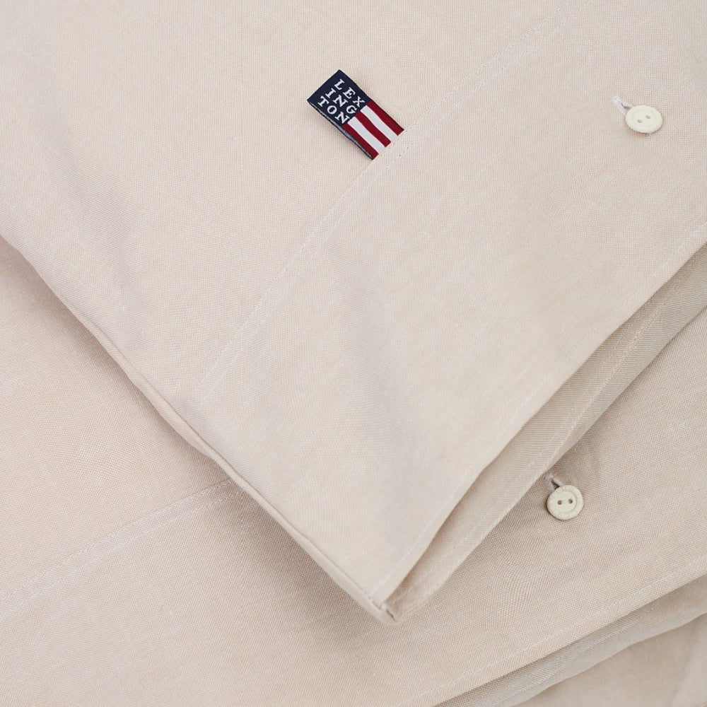 Dekbedovertrek Pin Point Beige in Oxford-katoen