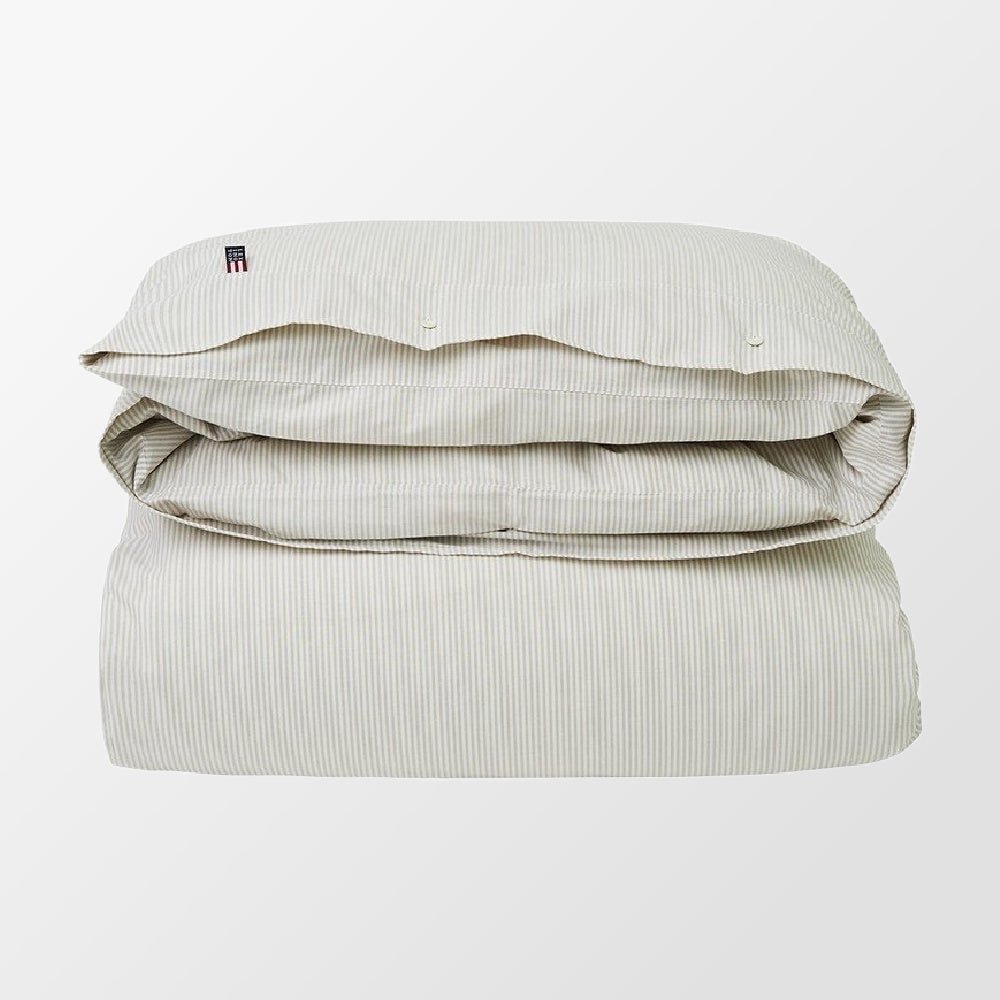 Gestreept dekbedovertrek Pin Point Beige/White van Lexington