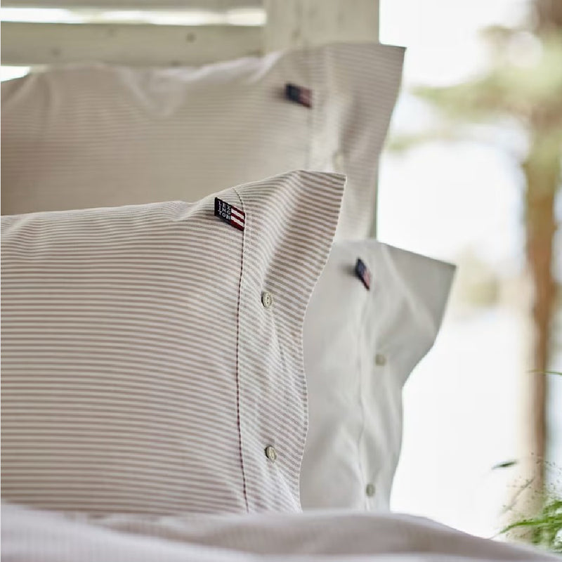 Dekbedovertrek Pin Point Beige/White met strepen