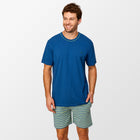 Pyjama blauw/groen gestreept avec logo subtilement brodé de Woody