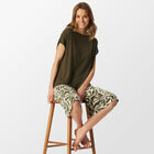 Pyjama 3/4 Vert Olive avec pantalon dans une coupe large de type culotte
