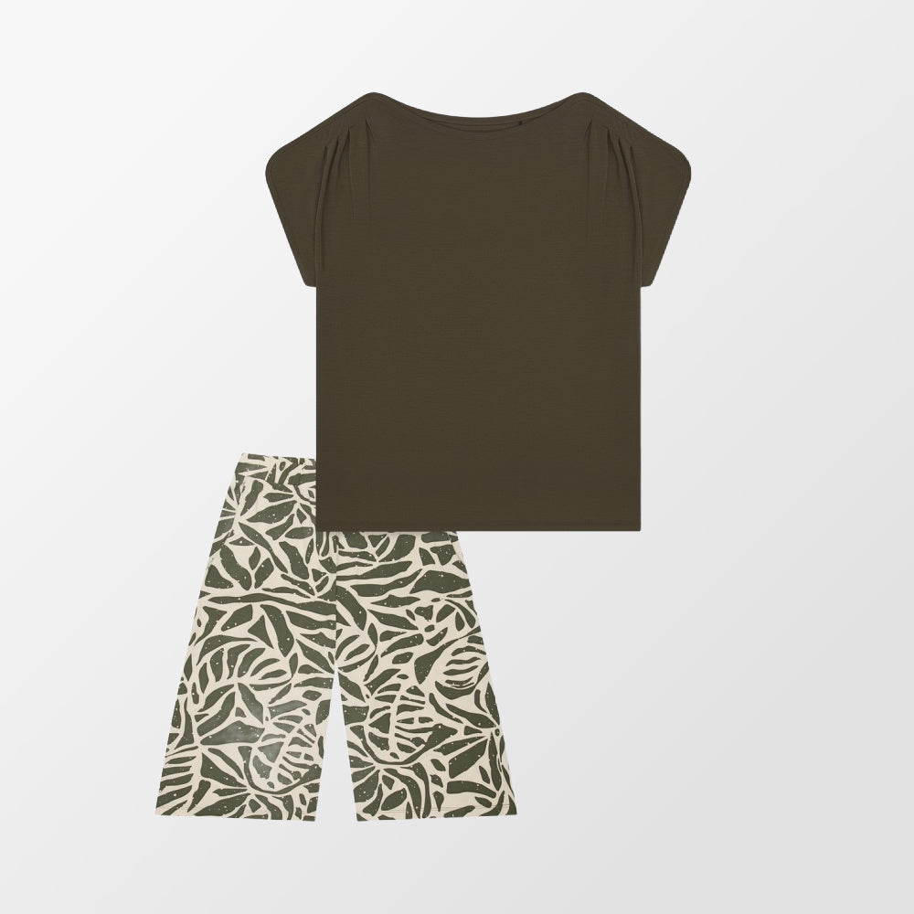 Pyjama 3/4 de Schiesser dans des tons olive