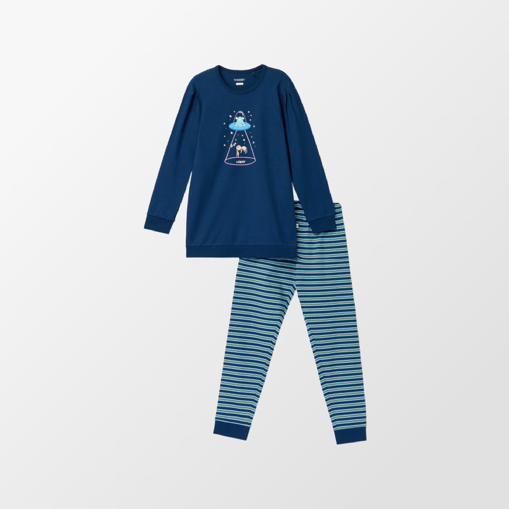 Donkerblauwe pyjama van Woody voor meisjes