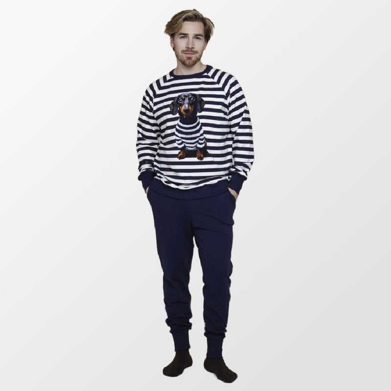 Pyjama Pierre met teckel in Bretonse stijl