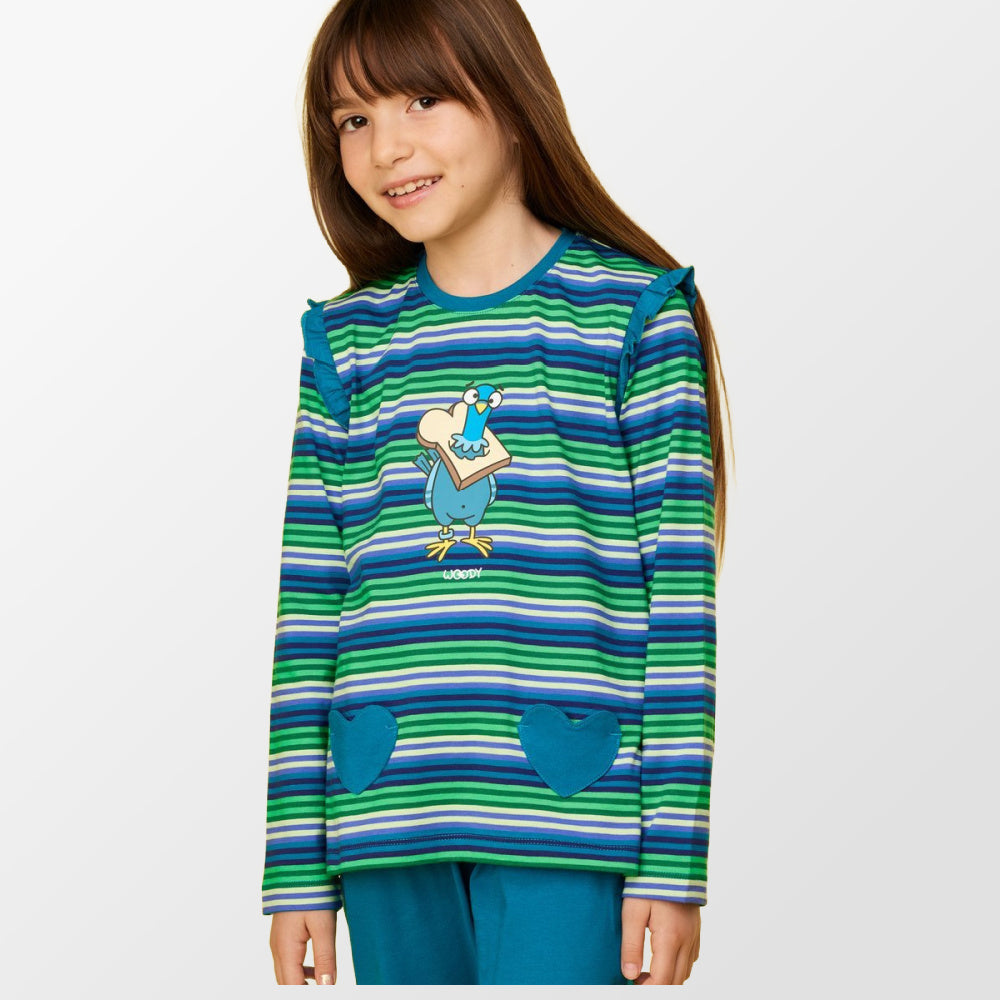 Pyjama van Woody groen-blauw
