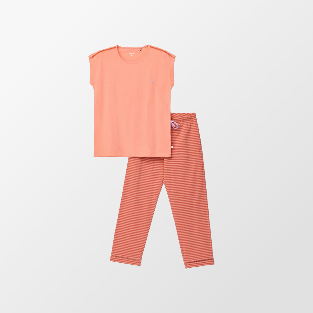 Woody pyjama met gestreepte broek