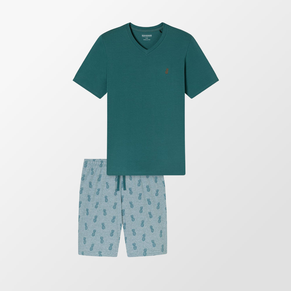 Pyjama de Schiesser avec motif d'ananas sur le short de pyjama