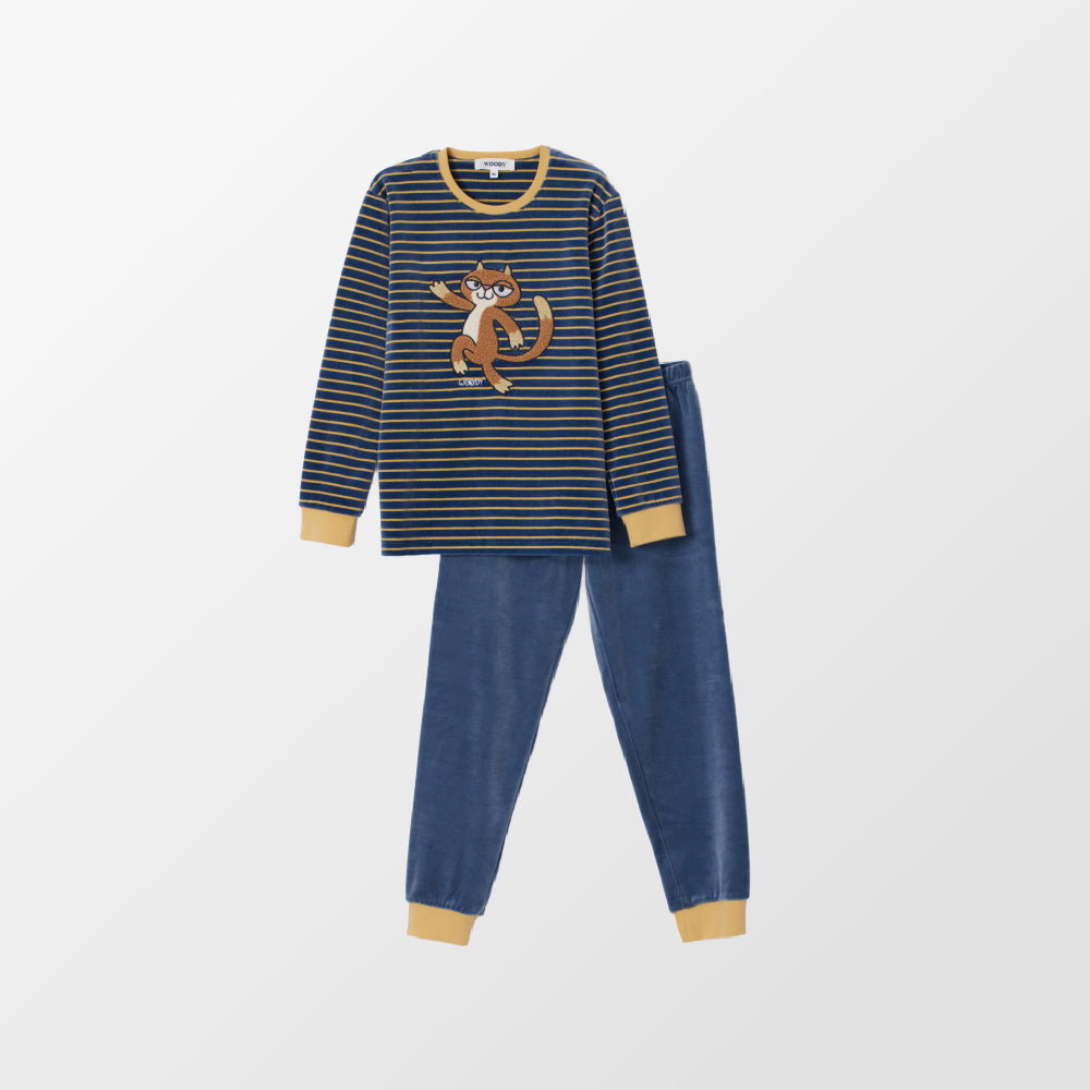 Pyjama van Woody met print van kat