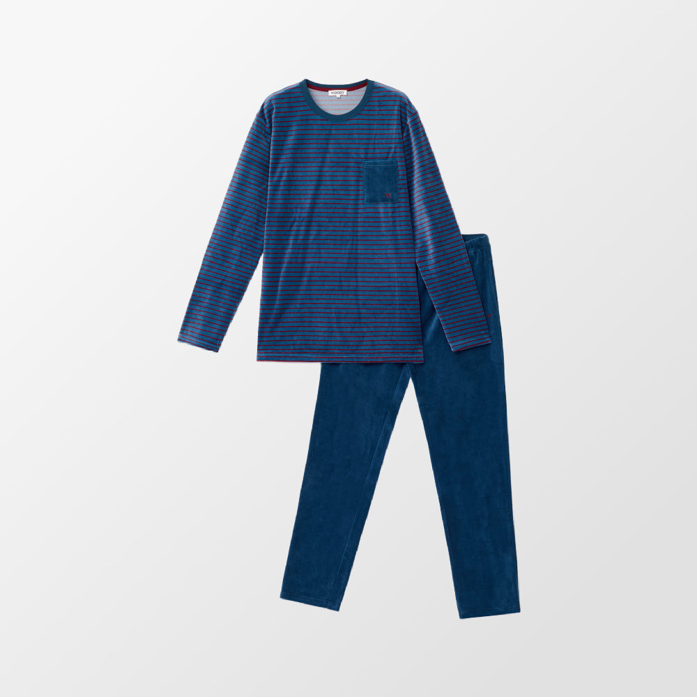 Blauwe gestreepte pyjama van Woody