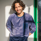 Pyjama in velours met bordeaux strepen van Woody