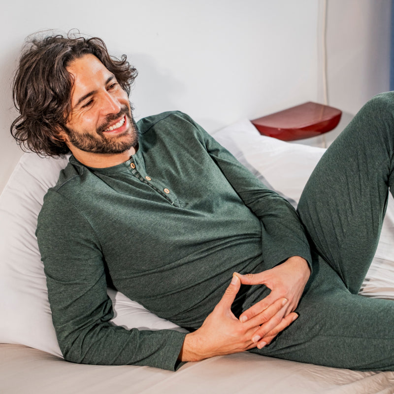 Donkergroene pyjama met knopen van Woody