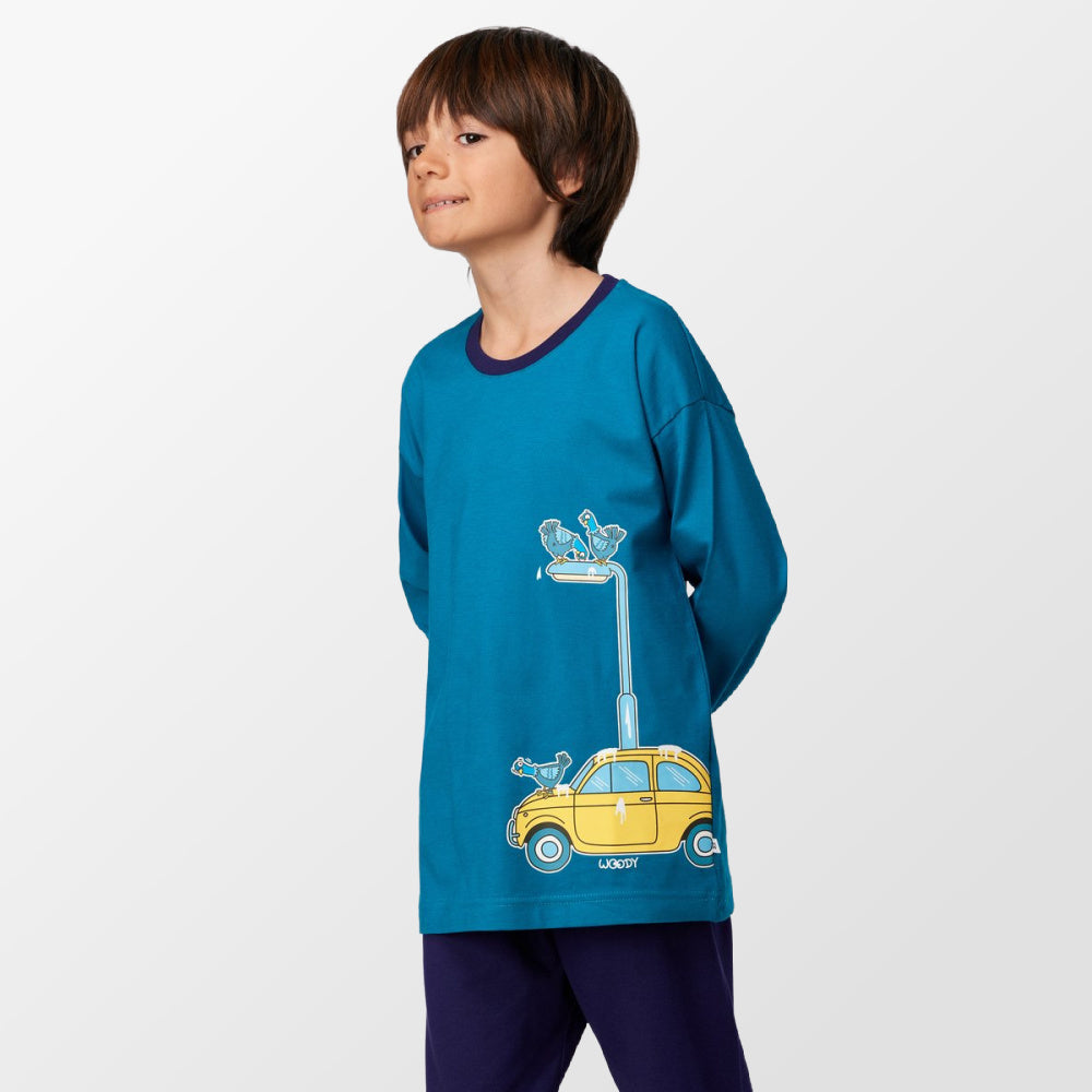 Pyjama van Woody groenblauw