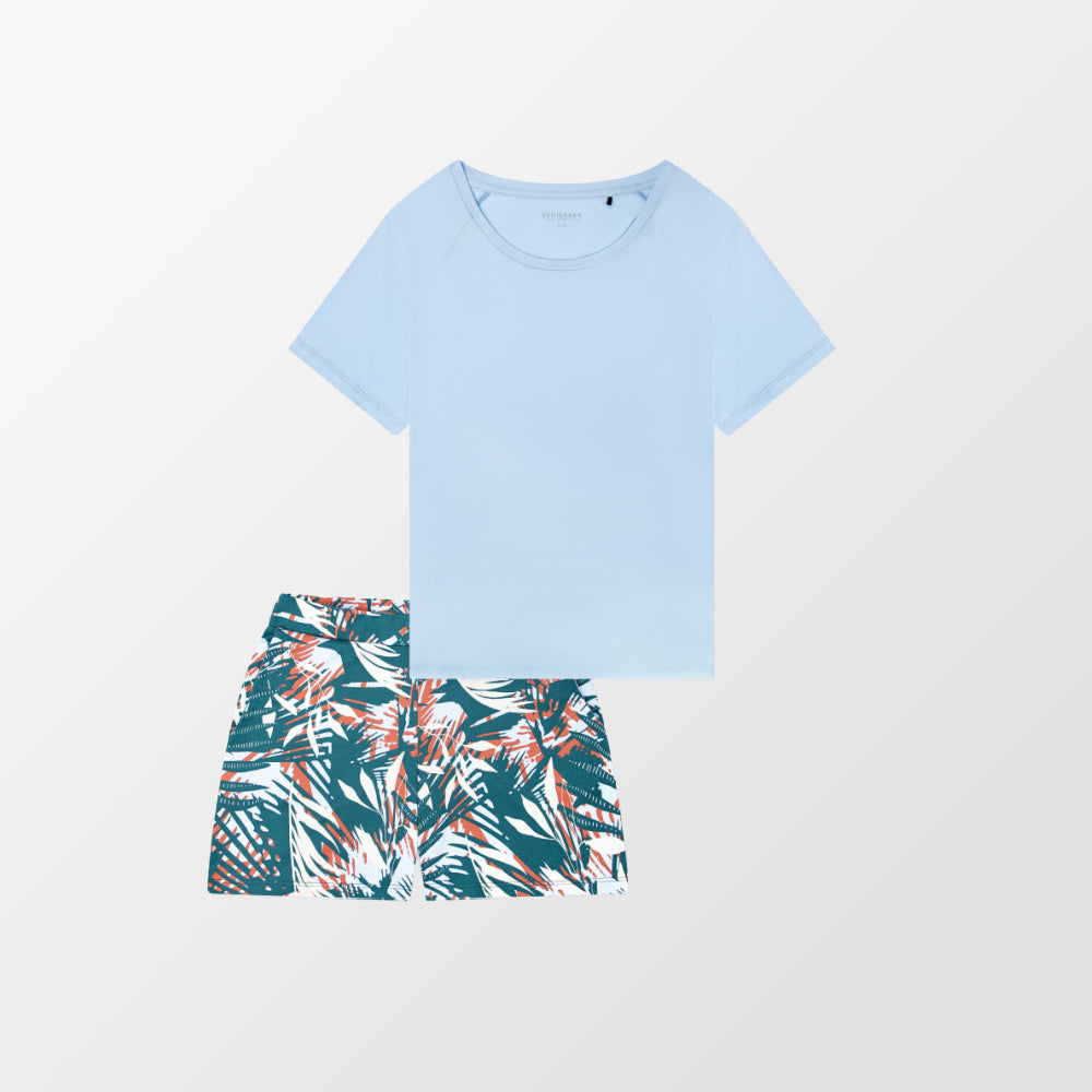 Pyjama de Schiesser avec T-shirt en bleu clair