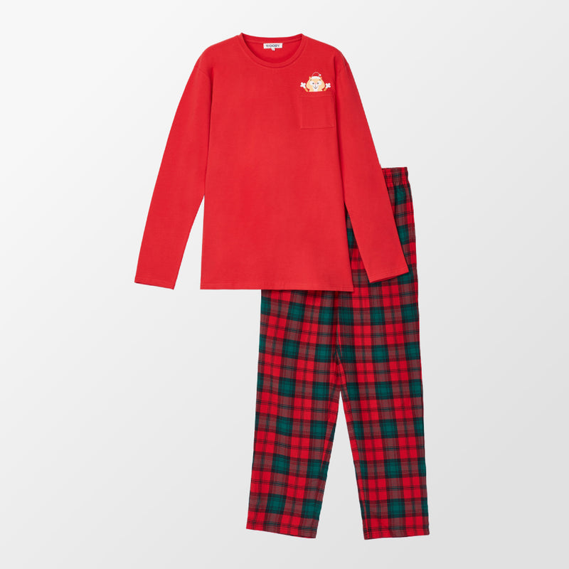 Pyjama met broek in Schotse ruit van Woody