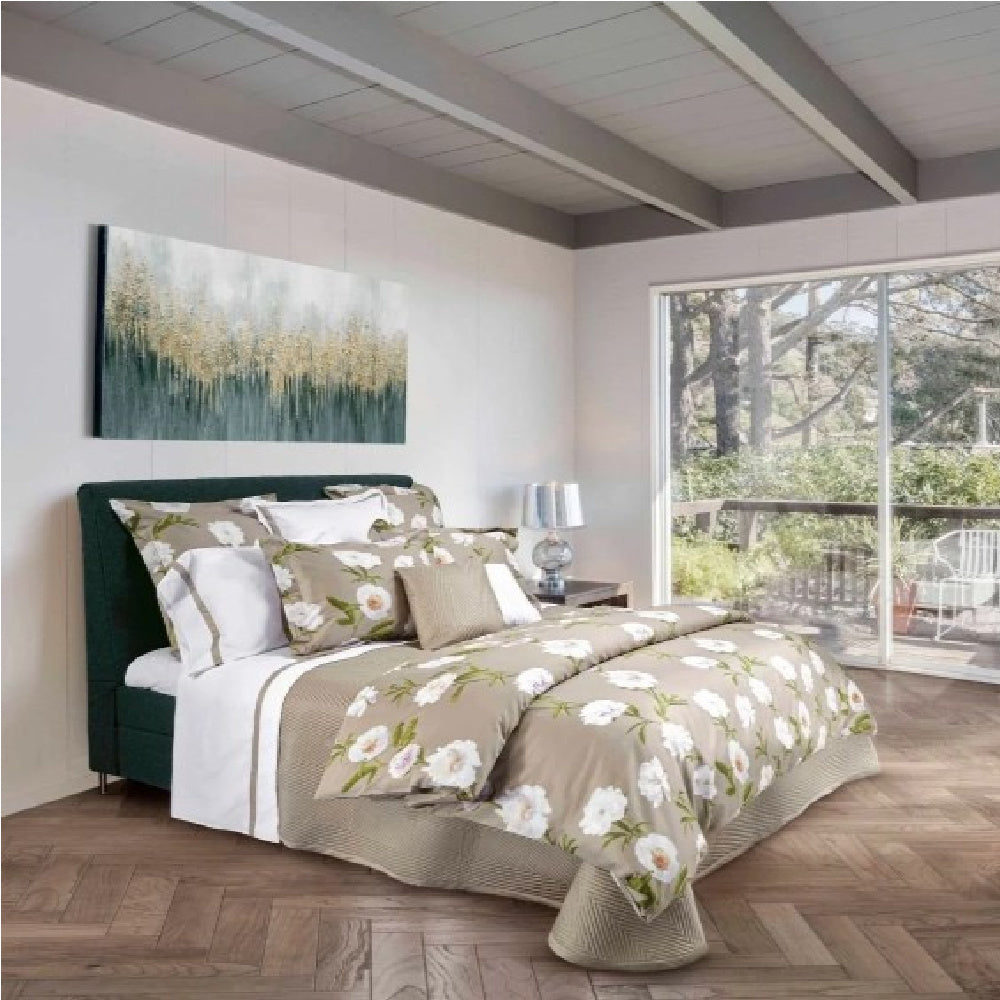 Dekbedovertrek Regale Khaki met iconische pioenroos