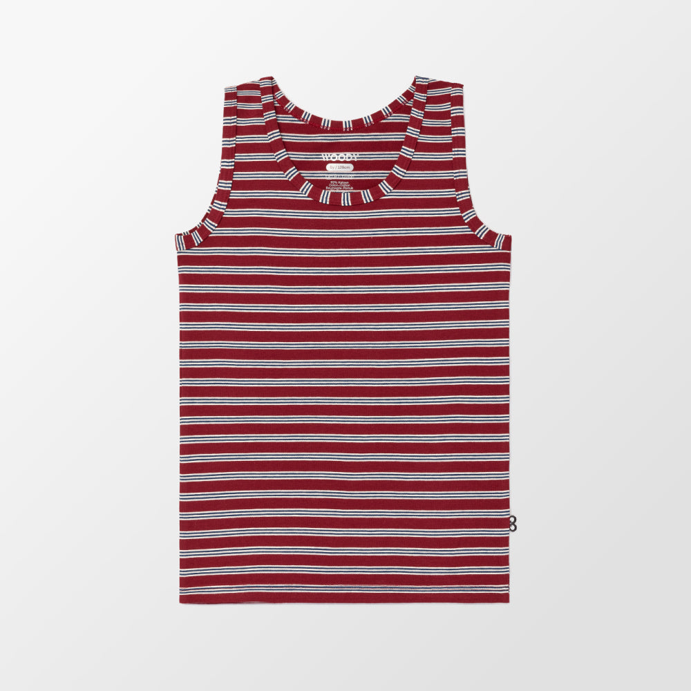 Singlet van Woody bordeaux met strepen