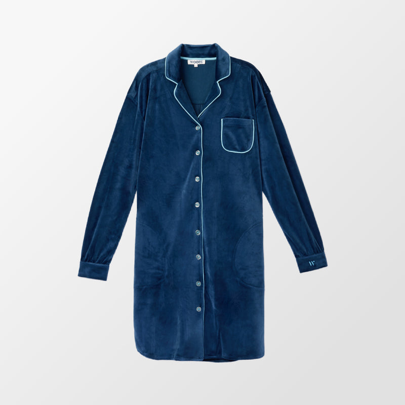 Blauw slaapkleed in fleece van Woody