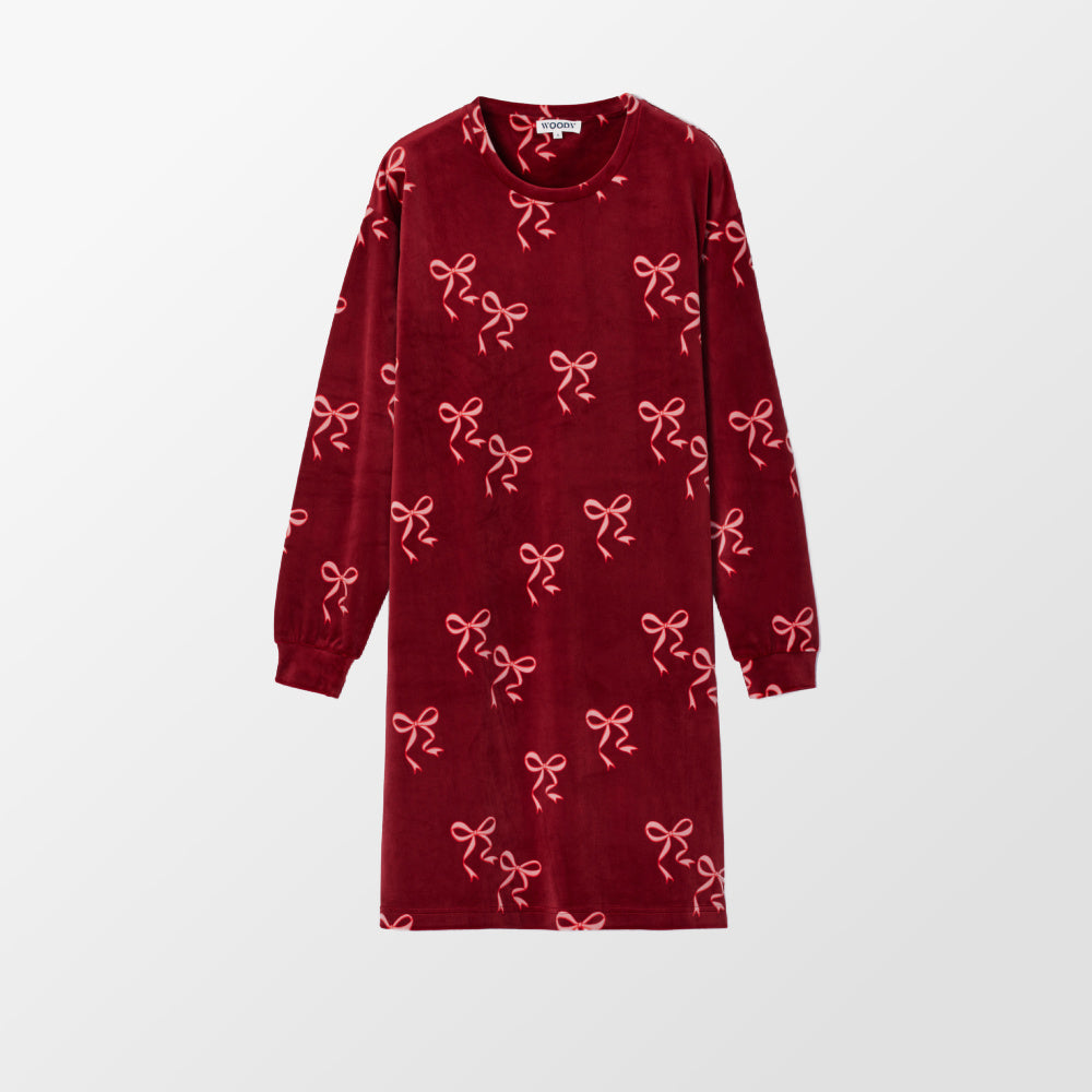 Elegant slaapkleed met strikkenprint van Woody