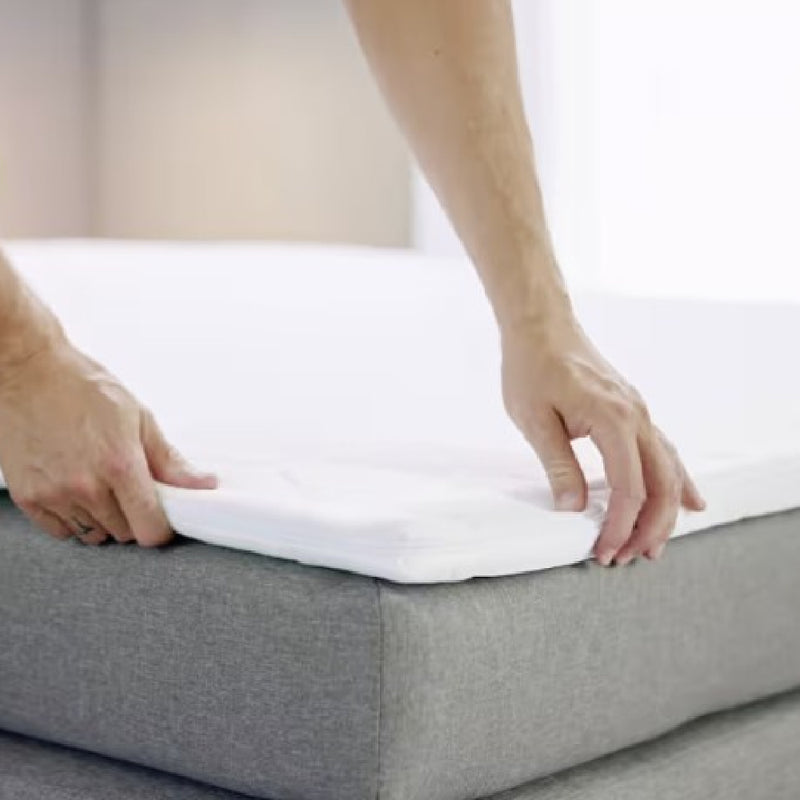 Topper hoeslaken in perkaal van Bosmans Linnenboetiek